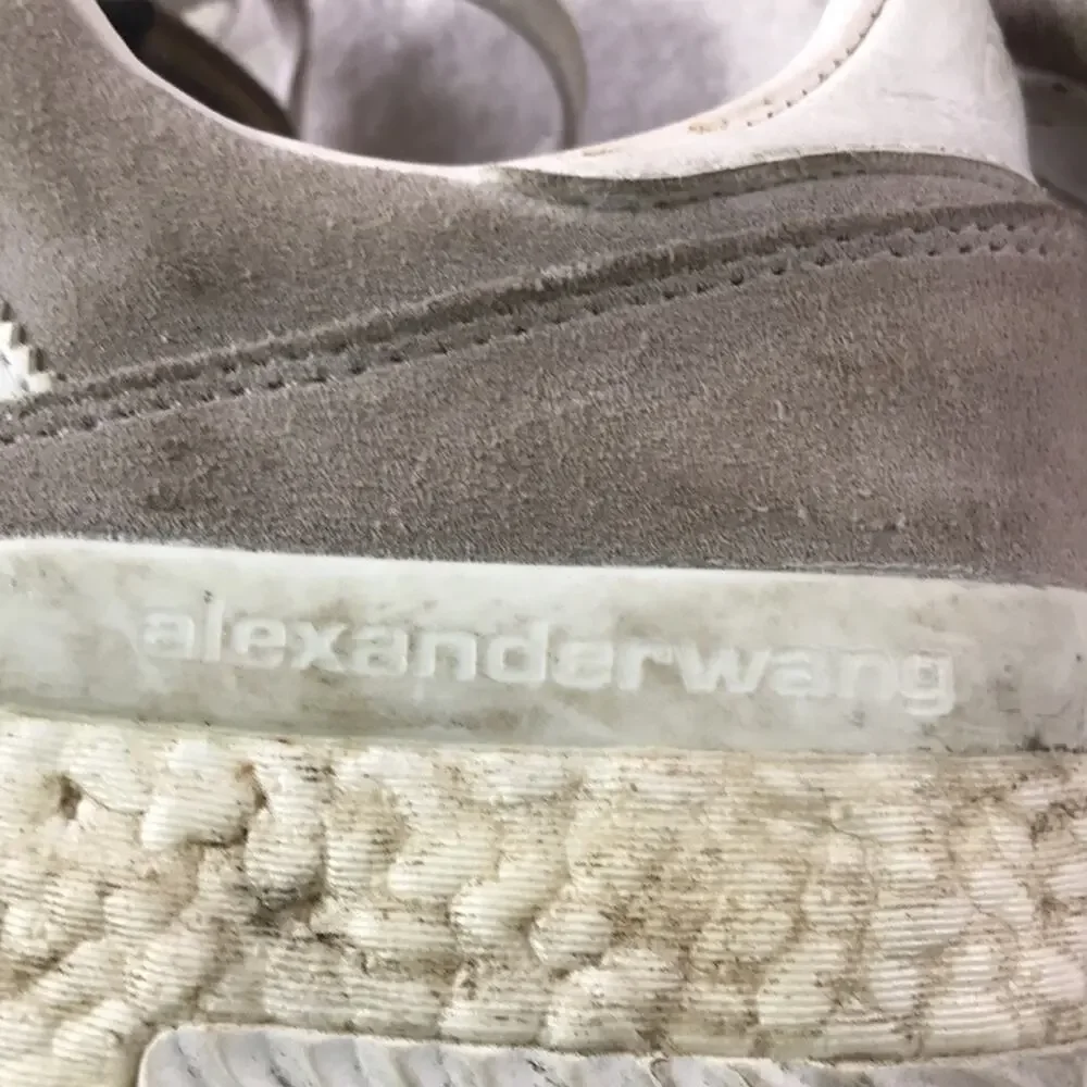 Adidas x Alexander Wang b-ball soccer grey suede leather low top sneakers 7